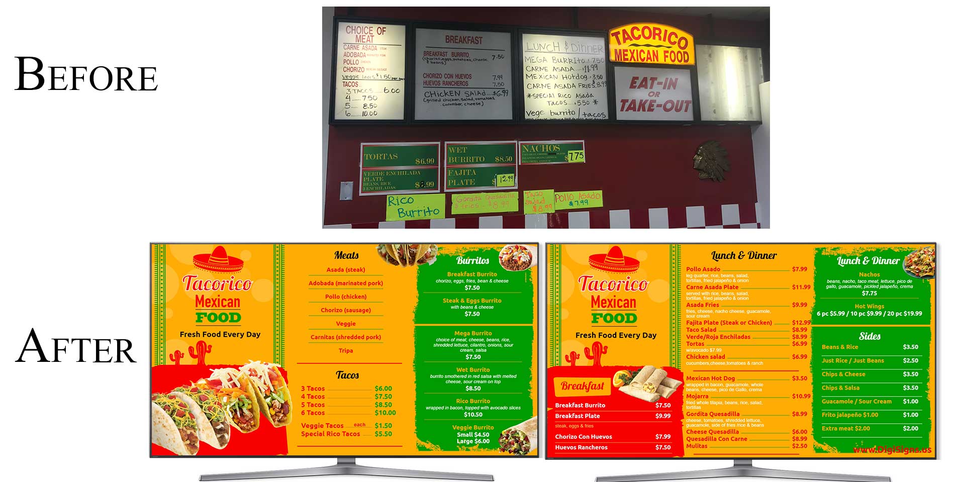 Before-After-menu boards Tacorico 1